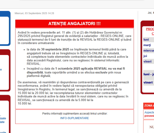 ITM (avertisment oficial) – 30 septembrie 2025 ultima zi de REVISAL