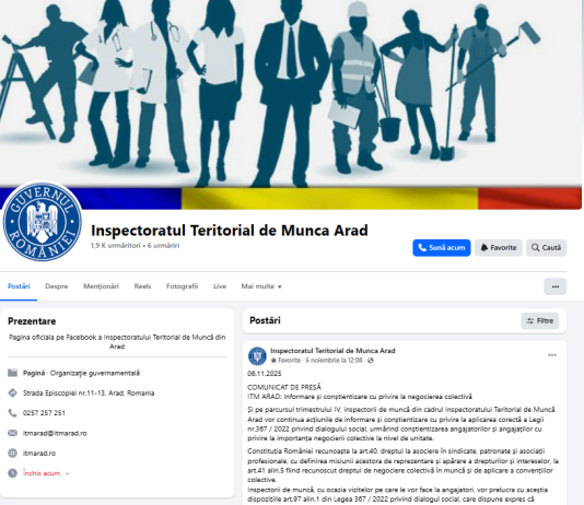 ITM (oficial nov. 2025) – informare și conștientizare cu privire la negocierea colectivă