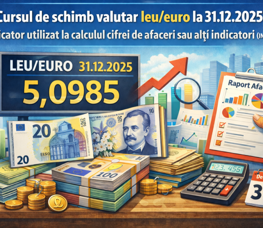 Cursul de schimb valutar leu/euro la 31.12.2025 – indicator utilizat la calculul cifrei de afaceri sau alți indicatori (INFO 2026)