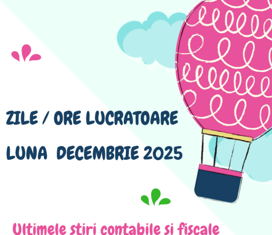 Care este numărul de zile lucrătoare (și ore) pentru luna DECEMBRIE 2025 – pentru CIM cu normă întreagă sau CIM cu timp parțial (info)
