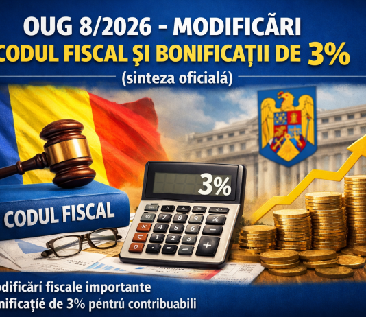 OUG nr. 8/2026 – MODIFICĂRI CODUL FISCAL ȘI BONIFICAȚII DE 3% (sinteza oficiala)