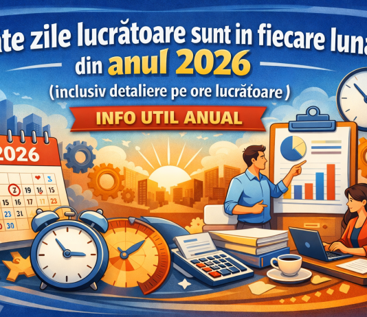 Câte zile lucrătoare sunt în fiecare luna din anul 2026 (inclusiv detaliere pe ore lucrătoare) – INFO ANUAL UTIL