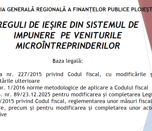 Reguli de ieşire din sistemul de impunere pe veniturile microîntreprinderilor – oficial ANAF (2026)