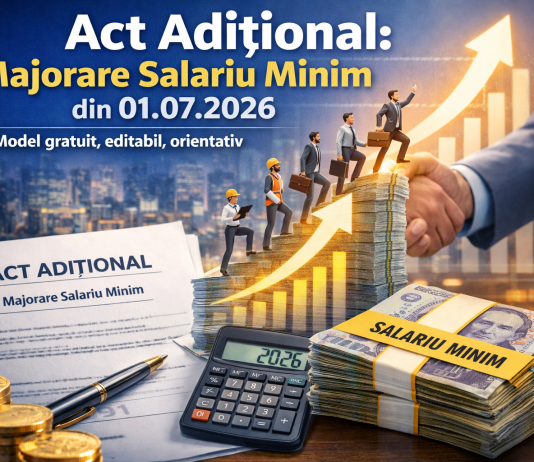Act Adițional majorare salariu minim din 01.07.2026 – model gratuit, editabil, orientativ (util pentru angajatori/companii)