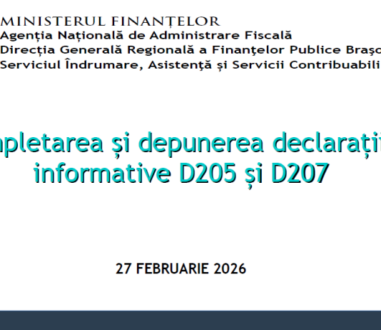 ANAF (oficial) – completarea și depunerea declarațiilor informative D 205 și D 207