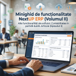 Minighid de funcționalitate NextUP ERP (Volumul II) – alte funcționalități ale softului. Contabilitatea în partidă dublă. Articole (Episodul 3)