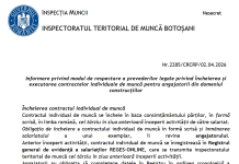 Modul de respectare a prevederilor legale privind încheierea și executarea contractelor individuale de muncă pentru angajatorii din domeniul construcțiilor – oficial