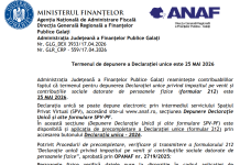 REMINDER – termenul de depunere a Declarației Unice este 25 MAI 2026 (oficial ANAF)