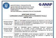 ANAF – monitoare oficiale cuprinzând apariții legislative cu incidență fiscală (din luna martie 2026)