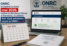 ONRC – incepând cu luna mai 2026, tarifele la Monitorul Oficial al României, se plătesc doar după admiterea cererii la ONRC (nou)