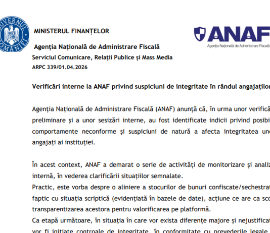 NEWS – verificări interne la ANAF privind suspiciuni de integritate în rândul angajaților