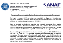 ATENTIE (oficial ANAF) – patru reguli noi pentru distribuirea dividendelor și acordarea de împrumuturi
