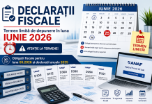 Declarații fiscale cu termen limită de depunere în luna IUNIE 2026 – declarații/obligații fiscale pentru 05.2026 si anuale 2025 (info)