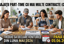 Angajații part-time cu mai multe contracte (CIM-uri) – trebuie să-și declare până la 05.06.2026, veniturile din luna mai 2026