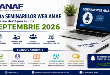Lista SEMINARIILOR WEB ANAF – ce se vor desfășura in luna SEPTEMBRIE 2026 (subiecte: reguli micro, profesii liberale, meditatii, contracte sportive, etc.)