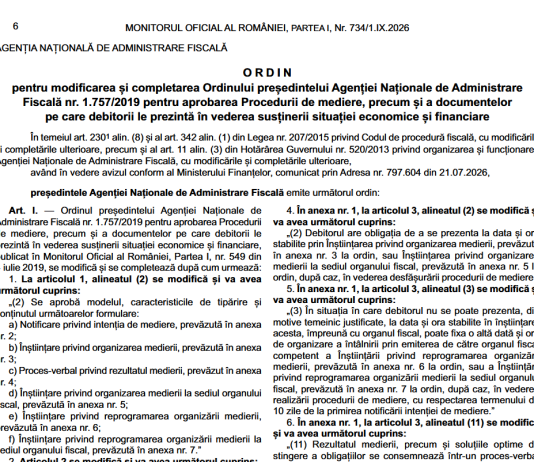 OPANAF nr. 992/2026 – modificari procedura mediere (model nou formulare)