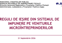 Reguli de ieşire din sistemul de impunere pe veniturile microîntreprinderilor – material oficial ANAF (septembire 2026)