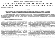 OMF nr. 1128/2026 – procedură emitere solutie fiscală anticipată