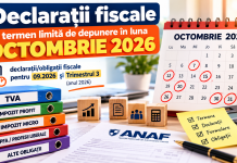 Declarații fiscale cu termen limită de depunere în luna OCTOMBRIE 2026 – declarații/obligații fiscale pentru 09.2026 si Trimestrul 3 (anul 2026)
