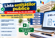 Lista entităților publice (actualizata la 01.10.2026) – fișier necesar pentru RO e-Factura (in relația B2G)